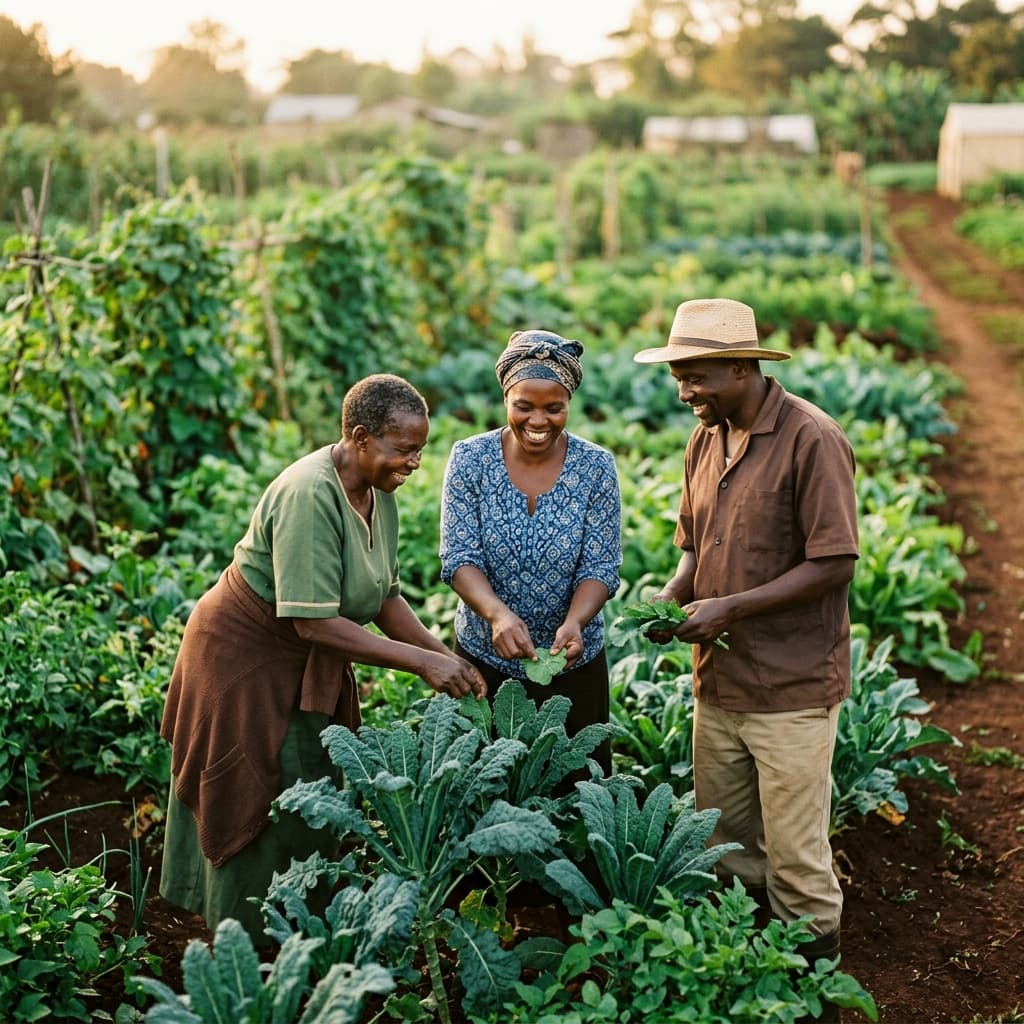 Zedjah farmers working together in organic fields